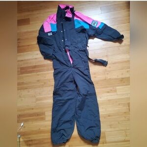 Men's Black and Pink Ski & Snowboard Suit